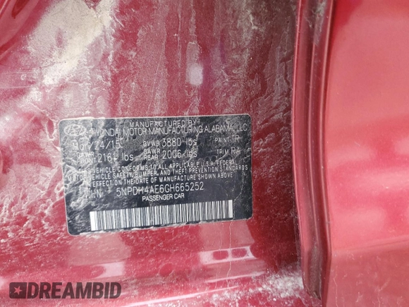 2016 Hyundai Elantra SE with VIN 5NPDH4AE6GH665252, listed as a Copart auction lot 47751005 with 164,901 mi miles and Salvage Title. Bid and sale history available at carsss.com. Image 14.