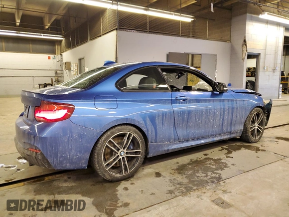2021 BMW 2 Series M240i xDrive with VIN WBA2J7C07M7J59957, listed as a Copart auction lot 45558215 with 22,522 mi miles and Salvage Title. Bid and sale history available at carsss.com. Image 3.