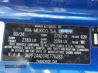 2024 Kia Forte LXS with VIN 3KPF24AD1RE776283, listed as a Copart auction lot 84562794 with 6,528 mi miles and Salvage Title. Bid and sale history available at carsss.com. Image 13.