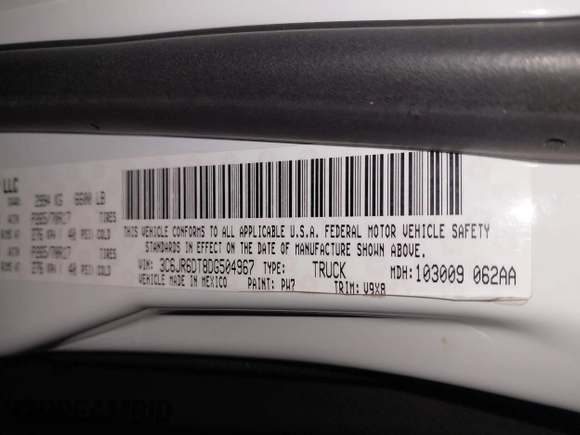 2013 Ram 1500 Tradesman z VIN 3C6JR6DT8DG504967, wystawiony jako IAAI lot #41001788 z przebiegiem 146 747 mil mil oraz . Historia ofert i sprzedaży dostępna na DreamBid. Obrazek 9.