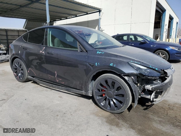 2024 Tesla Model Y Performance with VIN 7SAYGDEF9RA299411, listed as a Copart auction lot 47216515 with 8,150 mi miles and Salvage Title. Bid and sale history available at carsss.com. Image 4.