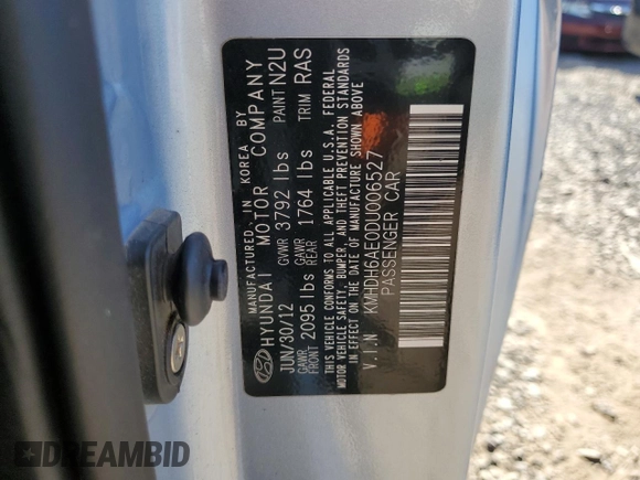 2013 Hyundai Elantra Coupe GS PZEV with VIN KMHDH6AE0DU006527, listed as a Copart auction lot 80030314 with 110,321 mi miles and Salvage Title. Bid and sale history available at carsss.com. Image 12.