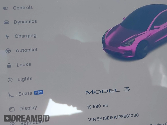 2023 Tesla Model 3 z VIN 5YJ3E1EA1PF681030, wystawiony jako IAAI lot #41545960 z przebiegiem 19 590 mil mil oraz . Historia ofert i sprzedaży dostępna na DreamBid. Obrazek 14.