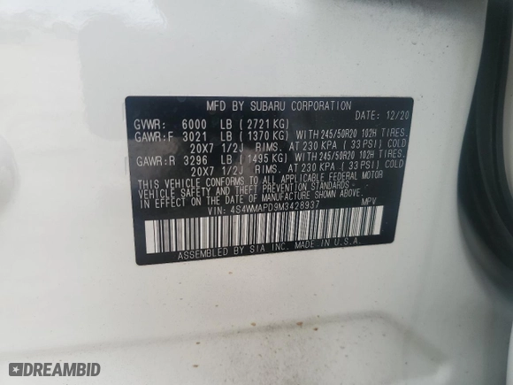 2021 Subaru Ascent Limited with VIN 4S4WMAPD9M3428937, listed as a Copart auction lot 88715555 with 101,900 mi miles and Salvage Title. Bid and sale history available at carsss.com. Image 15.