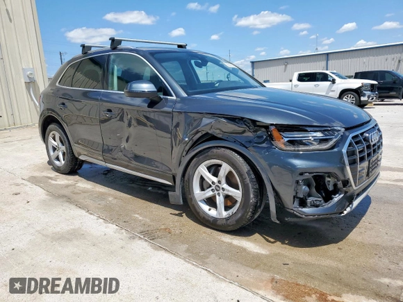 2021 Audi Q5 Premium with VIN WA1AAAFY2M2004785, listed as a Copart auction lot 56500595 with 79,376 mi miles and Salvage title. Bid and sale history available at DreamBid. Image 4.