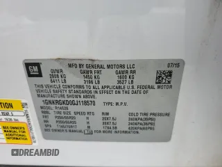 2016 Chevrolet Traverse LT with VIN 1GNKRGKD0GJ118570, listed as a Copart auction lot 50697755 with 121,181 mi miles and Salvage title. Bid and sale history available at DreamBid. Image 15.