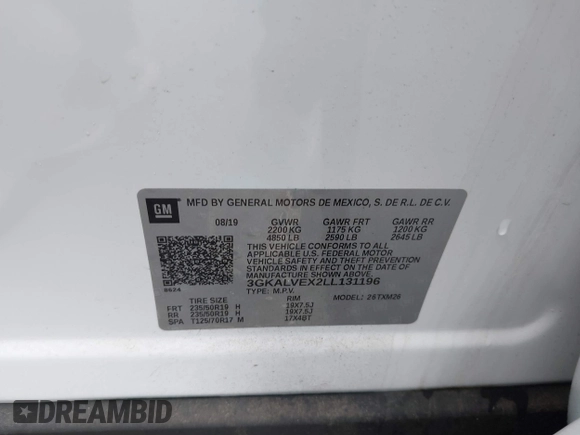 2020 GMC Terrain SLT с VIN 3GKALVEX2LL131196, выставлен на аукционе IAAI как лот 41651866 с пробегом 27 686 миль миль и . История ставок и продаж доступна на DreamBid. Изображение 9.