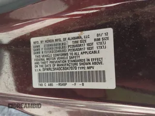 2012 Honda Odyssey EX с VIN 5FNRL5H40CB047070, выставлен на аукционе IAAI как лот 41817134 с пробегом 141 978 миль миль и . История ставок и продаж доступна на DreamBid. Изображение 9.