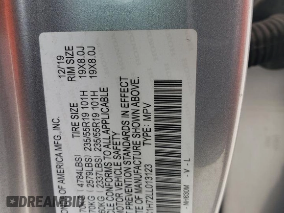 2020 Acura RDX w/Advance Pkg with VIN 5J8TC1H72LL013123, listed as a Copart auction lot 41337105 with 88,529 mi miles and Salvage Title. Bid and sale history available at carsss.com. Image 15.