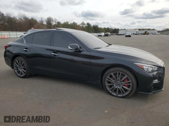 2022 Infiniti Q50 Red Sport 400 with VIN JN1FV7DR1NM390364, listed as a Copart auction lot 80071284 with 12,730 mi miles and Non repairable. Bid and sale history available at DreamBid. Image 4.