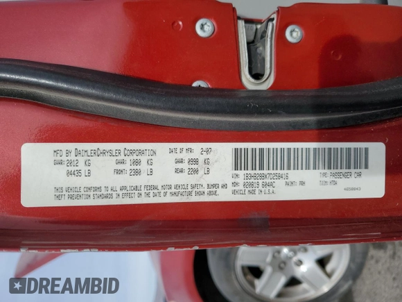 2007 Dodge Caliber with VIN 1B3HB28BX7D258416, listed as a Copart auction lot 51650785 with 186,821 mi miles and Salvage Title. Bid and sale history available at carsss.com. Image 15.