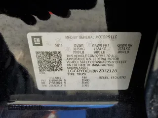 2019 Chevrolet Silverado 1500 Custom with VIN 1GCRYBEH8KZ372128, listed as a Copart auction lot 61106394 with 24,289 mi miles and Salvage Title. Bid and sale history available at DreamBid. Image 12.