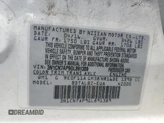 2016 Nissan Versa SV z VIN 3N1CN7AP9GL891389, wystawiony jako Copart lot #64146755 z przebiegiem 84 995 mil mil oraz Szkoda całkowita • Salvage title. Historia ofert i sprzedaży dostępna na DreamBid. Obrazek 12.