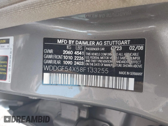 2008 Mercedes-Benz C 300 Sport с VIN WDDGF54X58F133255, выставлен на аукционе IAAI как лот 42543589 с пробегом 47 072 миль миль и . История ставок и продаж доступна на DreamBid. Изображение 9.