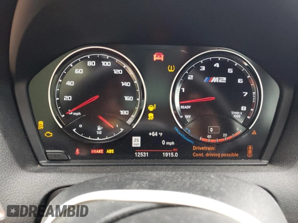 2020 BMW M2 Competition with VIN WBS2U7C0XL7E72294, listed as a Copart auction lot 50471923 with 12,531 mi miles. Bid and sale history available at carsss.com. Image 9.