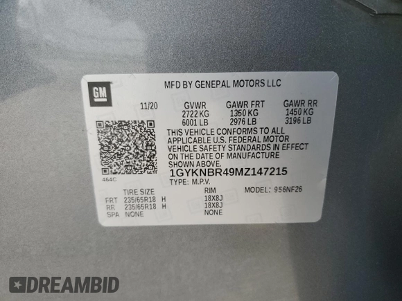 2021 Cadillac XT5 AWD Luxury z VIN 1GYKNBR49MZ147215, wystawiony jako Copart lot #50804575 z przebiegiem 82 153 mil mil oraz Czysty tytuł • Clean title. Historia ofert i sprzedaży dostępna na DreamBid. Obrazek 13.