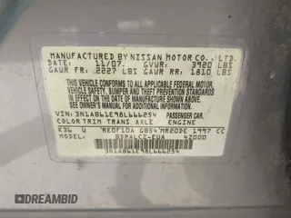 2008 Nissan Sentra S z VIN 3N1AB61E98L666254, wystawiony jako IAAI lot #42412586 z przebiegiem 197 876 mil mil oraz . Historia ofert i sprzedaży dostępna na DreamBid. Obrazek 9.
