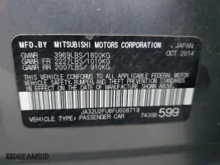 2015 Mitsubishi Lancer ES with VIN JA32U2FU6FU008719, listed as a Copart auction lot 53555325 with 132,019 mi miles and Salvage Title. Bid and sale history available at carsss.com. Image 13.