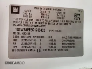 2016 GMC Savana Cargo Van with VIN 1GTW7AFF6G1206452, listed as a Copart auction lot 89157585 with 205,242 mi miles and Clean Title. Bid and sale history available at carsss.com. Image 14.