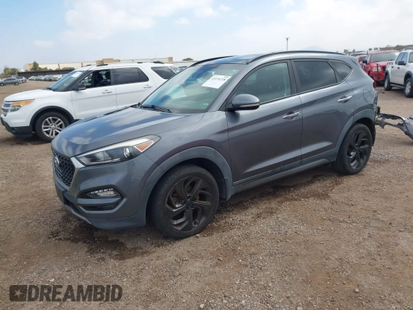 2016 Hyundai Tucson Eco with VIN KM8J3CA28GU217033, listed as a IAAI auction lot 41476238 with 76,311 mi miles. Bid and sale history available at carsss.com. Image 18.