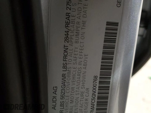 2016 Audi A6 3.0L TDI Premium Plus with VIN WAUFMAFC5GN000768, listed as a Copart auction lot 80518604 with 86,854 mi miles and Salvage Title. Bid and sale history available at carsss.com. Image 12.