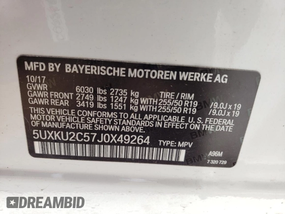 2018 BMW X6 xDrive35i with VIN 5UXKU2C57J0X49264, listed as a Copart auction lot 52534503 with 36,821 mi miles. Bid and sale history available at carsss.com. Image 13.