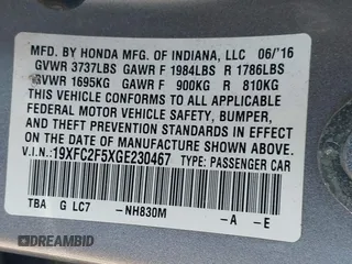 2016 Honda Civic LX with VIN 19XFC2F5XGE230467, listed as a IAAI auction lot 41768980 with 145,592 mi miles. Bid and sale history available at carsss.com. Image 9.