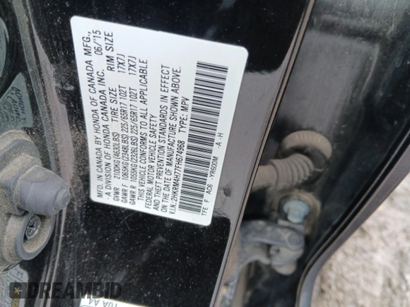 2015 Honda CR-V EX-L with VIN 2HKRM4H77FH674968, listed as a Copart auction lot 51189565 with 68,008 mi miles and Salvage Title. Bid and sale history available at carsss.com. Image 13.