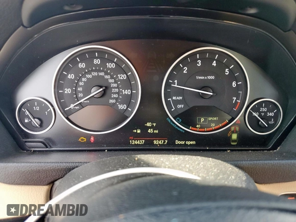 2015 BMW 3 Series 320i with VIN WBA3B1C58FK140327, listed as a Copart auction lot 57999675 with 124,437 mi miles and Salvage title. Bid and sale history available at DreamBid. Image 9.