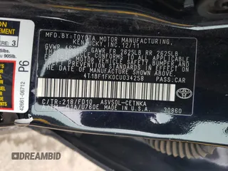 2012 Toyota Camry L with VIN 4T1BF1FK0CU034258, listed as a Copart auction lot 43572785 with 200,166 mi miles and Salvage Title. Bid and sale history available at carsss.com. Image 12.
