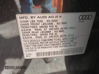 2014 Audi Q7 Premium Plus with VIN WA1LMAFE5ED020880, listed as a IAAI auction lot 42010201 with 123,384 mi miles and . Bid and sale history available at DreamBid. Image 9.
