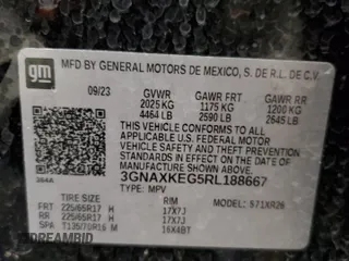 2024 Chevrolet Equinox LT with VIN 3GNAXKEG5RL188667, listed as a Copart auction lot 47054735 with 45,538 mi miles and Salvage Title. Bid and sale history available at DreamBid. Image 13.