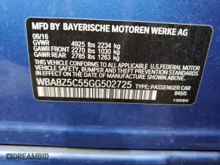 2016 BMW 3 Series Gran Turismo 328i xDrive with VIN WBA8Z5C55GG502725, listed as a Copart auction lot 56102184 with 36,200 mi miles and Salvage Title. Bid and sale history available at carsss.com. Image 12.