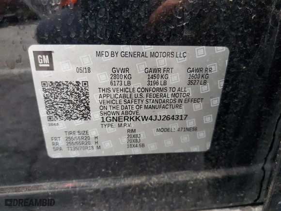 2018 Chevrolet Traverse Premier with VIN 1GNERKKW4JJ264317, listed as a Copart auction lot 47233215 with 101,721 mi miles and Salvage Title. Bid and sale history available at carsss.com. Image 13.