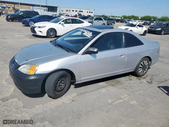 2001 Honda Civic EX with VIN 1HGEM22941L111217, listed as a Copart auction lot 52390125 with 154,411 mi miles and Salvage Title. Bid and sale history available at carsss.com. Image 1.