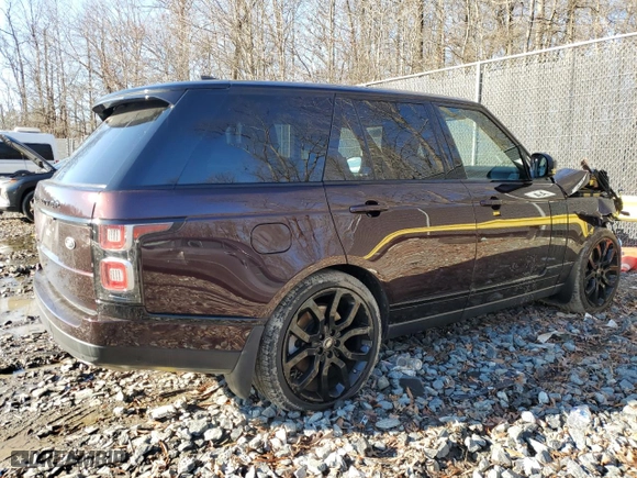 2020 Land Rover Range Rover HSE with VIN SALGS2RU5LA591637, listed as a Copart auction lot 86753514 with 56,907 mi miles and Salvage Title. Bid and sale history available at carsss.com. Image 3.
