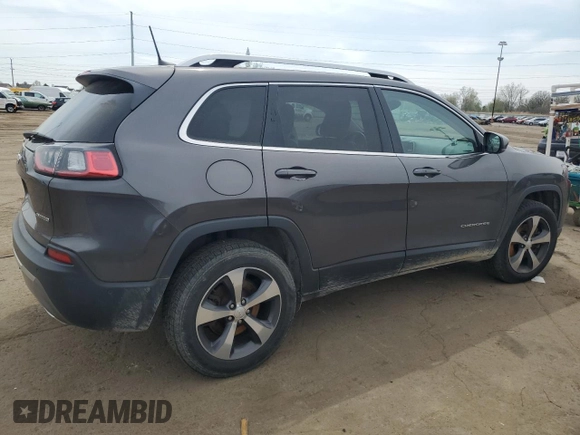 2019 Jeep Cherokee Limited with VIN 1C4PJMDX6KD134940, listed as a Copart auction lot 53674725 with 120,088 mi miles and Salvage title. Bid and sale history available at DreamBid. Image 3.