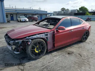 2020 Genesis G70 2.0T with VIN KMTG44LA8LU045233, listed as a Copart auction lot 55247925 with 42,405 mi miles and Salvage title. Bid and sale history available at DreamBid. Image 1.