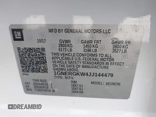 2018 Chevrolet Traverse LT Cloth with VIN 1GNERGKW4JJ144479, listed as a IAAI auction lot 41839641 with 136,404 mi miles. Bid and sale history available at carsss.com. Image 9.