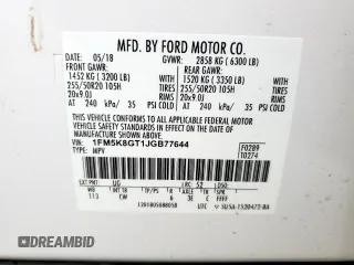 2018 Ford Explorer Sport z VIN 1FM5K8GT1JGB77644, wystawiony jako Copart lot #59732595 z przebiegiem 118 210 mil mil oraz Szkoda całkowita • Salvage title. Historia ofert i sprzedaży dostępna na DreamBid. Obrazek 14.