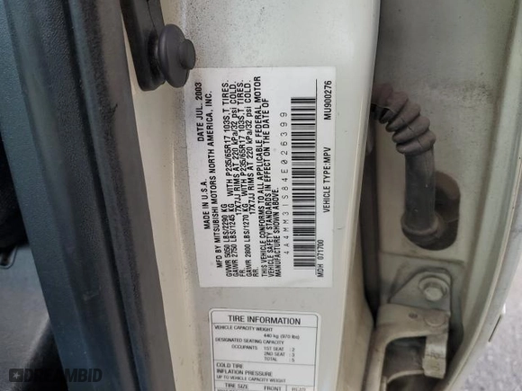 2004 Mitsubishi Endeavor XLS with VIN 4A4MM31S84E026399, listed as a Copart auction lot 69507394 with 241,793 mi miles and Salvage Title. Bid and sale history available at carsss.com. Image 16.