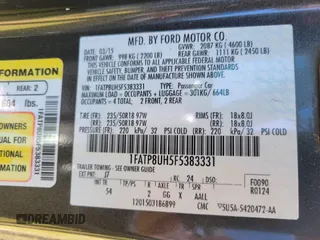 2015 Ford Mustang EcoBoost Premium with VIN 1FATP8UH5F5383331, listed as a IAAI auction lot 42032039 with 69,960 mi miles and . Bid and sale history available at carsss.com. Image 9.