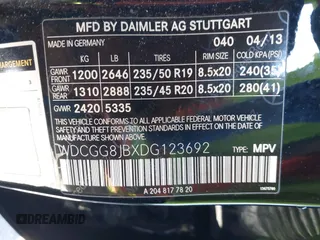 2013 Mercedes-Benz GLK with VIN WDCGG8JBXDG123692, listed as a IAAI auction lot 41578447 with 210,487 mi miles. Bid and sale history available at carsss.com. Image 9.