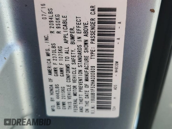 2017 Acura TLX Technology с VIN 19UUB1F52HA000609, выставлен на аукционе Copart как лот 57219965 с пробегом 143 917 миль миль и Списание • Salvage title. История ставок и продаж доступна на DreamBid. Изображение 12.