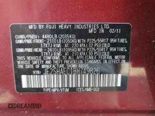 2011 Subaru Forester X Limited with VIN JF2SHAEC1BH749826, listed as a Copart auction lot 64018345 with 325,852 mi miles and Clean title. Bid and sale history available at DreamBid. Image 13.