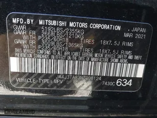 2022 Mitsubishi Outlander ES with VIN JA4J3TA83NZ008124, listed as a IAAI auction lot 41690447 with 55,980 mi miles. Bid and sale history available at carsss.com. Image 9.