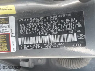 2014 Toyota Camry Hybrid LE with VIN 4T1BD1FK6EU129691, listed as a IAAI auction lot 41796112 with 264,392 mi miles. Bid and sale history available at carsss.com. Image 9.