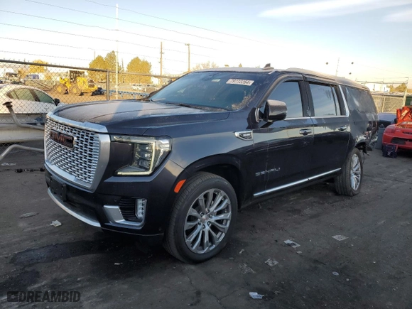 2023 GMC Yukon XL Denali with VIN 1GKS2JKTXPR334143, listed as a Copart auction lot 79772264 with 34,729 mi miles and Salvage Title. Bid and sale history available at carsss.com. Image 1.
