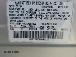 2014 Infiniti Q50 Premium with VIN JN1BV7AP3EM692322, listed as a Copart auction lot 47086715 with 136,861 mi miles and Salvage Title. Bid and sale history available at carsss.com. Image 14.