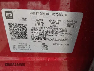 2023 Chevrolet Traverse LT Cloth z VIN 1GNERGKWXPJ196658, wystawiony jako IAAI lot #42404287 z przebiegiem 49 896 mil mil oraz . Historia ofert i sprzedaży dostępna na DreamBid. Obrazek 9.
